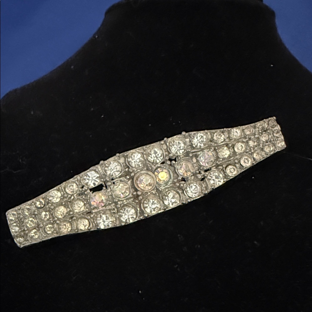 Art Deco Jazz Age Rhinestone Brooch 1930s Gatsby Crystal Diamante Geometric